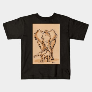 Little One: Mama & Baby Elephant Watercolor Painting #10 Kids T-Shirt